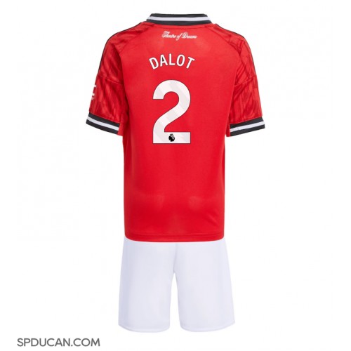 Dječji Nogometni Dres Manchester United Diogo Dalot #2 Domaci 2025-26 Kratak Rukav (+ Kratke hlače)